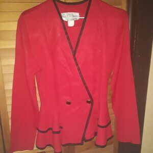 Vintage! Stella SZ SM Red Black Peplum Criss Cross Style Jacket